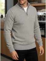 Pánsky sveter so stojacím golierom svetlo sivý FashionStreet WX2350 Pánsky sveter so stojacím golierom svetlo sivý FashionStreet WX2350