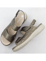 Dámske hnedé kožené sandále Rieker 60462-90 so suchým zipsom