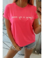 Nakupovanie je moja kardio blúzka ružová neónová