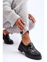 Damskie Półbuty Skórzane Z Ozdobą Czarne Rosefalls