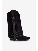 Kozačky Dámské Kovbojky Se Zdobením A Přezkou Černé Camilora