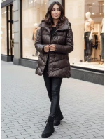 Dámsky prešívaný zimný kabát s kapucňou BLOOM moka FashionStreet TY4517z Dámsky prešívaný zimný kabát s kapucňou BLOOM moka FashionStreet TY4517z