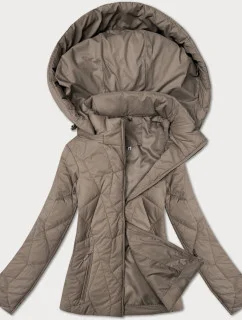 Tenká béžová dámska prešívaná bunda s kapucňou J Style (16M9250-62)