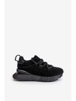 Zamszowe Sneakersy Damskie Na Platformie Z Grubym Sznurowaniem Artiker 54C1464 Czarne