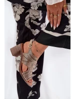 Ażurowe Sandały Damskie Na Słupku Złote Tosine