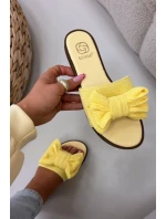 Dámské pantofle na nízkém podpatku s mašlí Žluté Amivelle