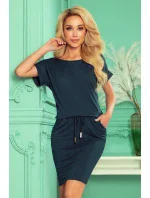 Dámske športové šaty v fľaškovo zelenej morskej farbe s krátkymi rukávmi 139-7