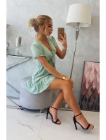 Šaty s viazaným výstrihom do V tmavo mätové