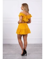 Vyšívaná súprava s horčicovou blúzkou s bodkami