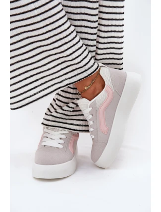 Sneakersy Damskie Na Platformie Szare Tellnira