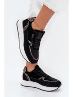 Zamszowe Sneakersy Damskie Big Star OO274A312 HI-POLY SYSTEM Czarne Panterka