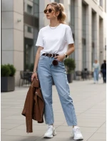 Dámske džínsy balónového strihu s opaskom FashionStreet UY2881 Dámske džínsy balónového strihu s opaskom FashionStreet UY2881