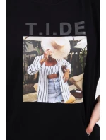Blúzka s potlačou Tide čierna Blúzka s potlačou Tide čierna