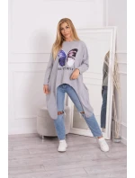 Blúzka oversize s potlačou šedá