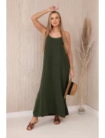 Dlhé khaki šaty bez ramienok Dlhé khaki šaty bez ramienok