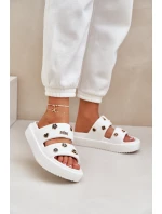 Piankowe Klapki Damskie Z Przypinkami Białe Ravanala