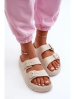 Dámske béžové penové papuče Melorea na platforme