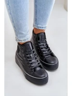 Zateplené dámske tenisky na platforme Black Zateplené dámske tenisky na platforme Black