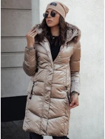 Dámska prešívaná zimná bunda s kapucňou ULTRAWAY camel FashionStreet TY4643
