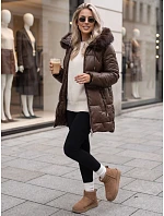 Dámska zimná prešívaná bunda s kapucňou, hnedá, FashionStreet TY5757 Dámska zimná prešívaná bunda s kapucňou, hnedá, FashionStreet TY5757