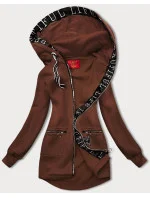 Jednoduchá hnedá dámska mikina s ozdobným zipsom (AMG-37) Jednoduchá hnedá dámska mikina s ozdobným zipsom (AMG-37)