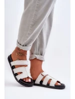 Damskie Klapki Materiałowe Na Rzep Białe Lamirose