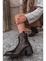 Ocieplane Botki Damskie Na Obcasie Czekoladowe Brilynn