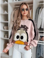 Dámska nadrozmerná mikina so záplatami CUTE MAKEX ružová FashionStreet BY1493 Dámska nadrozmerná mikina so záplatami CUTE MAKEX ružová FashionStreet BY1493