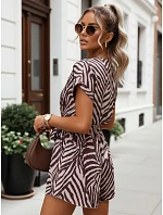 Dámsky letný overal so zaväzovaním v páse cappuccino FashionStreet EY2645