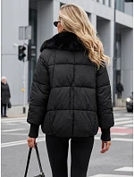 Dámska zimná prešívaná bunda s kožušinou, čierna, FashionStreet TY5815 Dámska zimná prešívaná bunda s kožušinou, čierna, FashionStreet TY5815