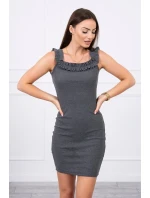 Španielske šaty s volánikmi grafitové