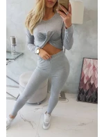 Súprava s riasením na blúzke šedej farby Súprava s riasením na blúzke šedej farby