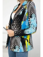 Bavlnená bunda s potlačou a gombíkom modrá