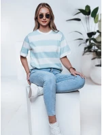 Dámske pruhované tričko ALMIN tyrkysová FashionStreet RY2562