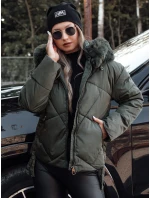 MODIVA prešívaná dámska zimná bunda s kapucňou zelená FashionStreet TY4727