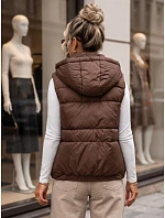Dámska prešívaná vesta s kapucňou, hnedá, FashionStreet TY5975