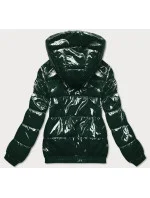 Lesklá zelená dámska bunda so sťahovacím lemom (LD7250) Lesklá zelená dámska bunda so sťahovacím lemom (LD7250)