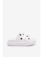 Piankowe Klapki Damskie Z Przypinkami Białe Ravanala