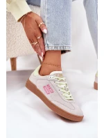 Zamszowe Buty Sportowe Sneakersy Damskie D.Franklin DFSH387005 Zgaszona Biel