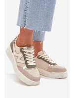 Sneakersy Damskie Na Platformie Panterka Beżowe Kelsia