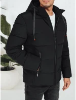 Pánska prešívaná zimná bunda s kapucňou čierna FashionStreet TX5060 Pánska prešívaná zimná bunda s kapucňou čierna FashionStreet TX5060