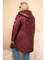 Dámska zimná prešívaná bunda s kapucňou Plus Size Plum