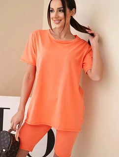 Dámsky bavlnený set s krátkym rukávom a šortkami žltý