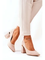 Zamszowe Czółenka Lewski 3117 Beżowe