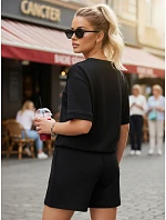 Dámsky viskózový set s motýľom a šortkami čierny FashionStreet AY1200
