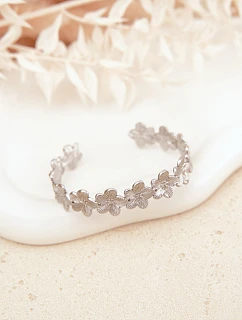 Dámský náramek ze nerezové oceli s květinkami stříbrný