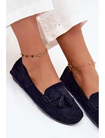 Dámske mokasíny s okrajmi z imitácie semišu Dark Blue Linden