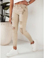 Dámske džínsové nohavice MOLI dark beige FashionStreet UY1872 Dámske džínsové nohavice MOLI dark beige FashionStreet UY1872