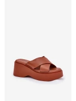 Klapki Damskie Na Platformie I Koturnie Camel Nelithraea