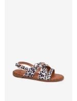 Sandały Damskie Na Płaskim Obcasie Ze Złotymi Ćwiekami Biało-Czarne Zanira